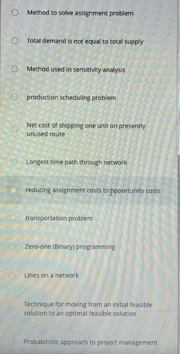 Matching type only. complete answers please.