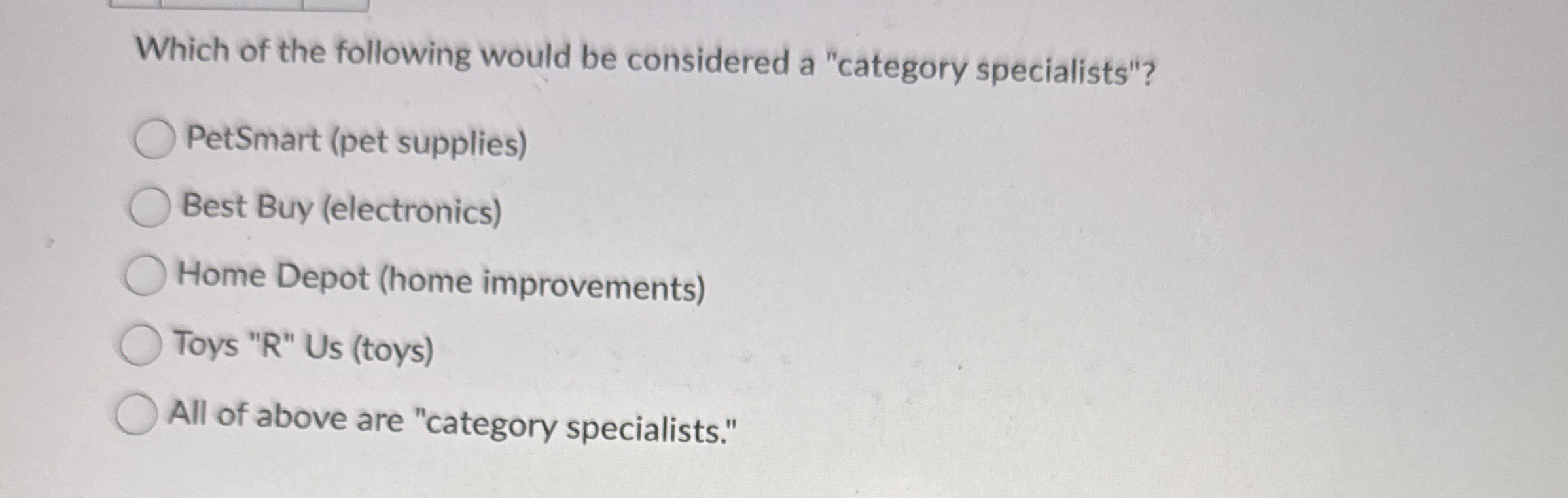 Which of the following would be considered a