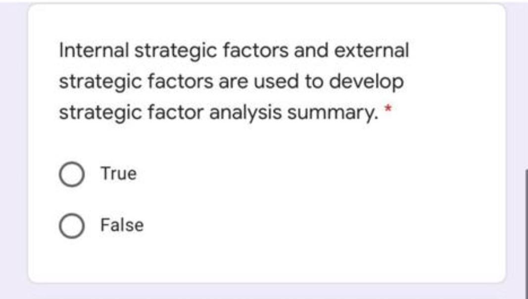 Internal strategic factors and external strategic