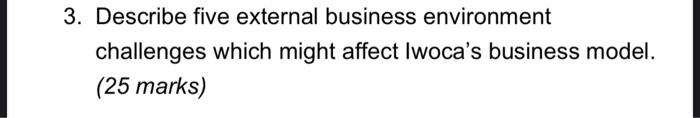 3. Describe five external business environment