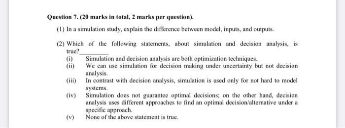 Question 7. (20 marks in total, 2 marks per