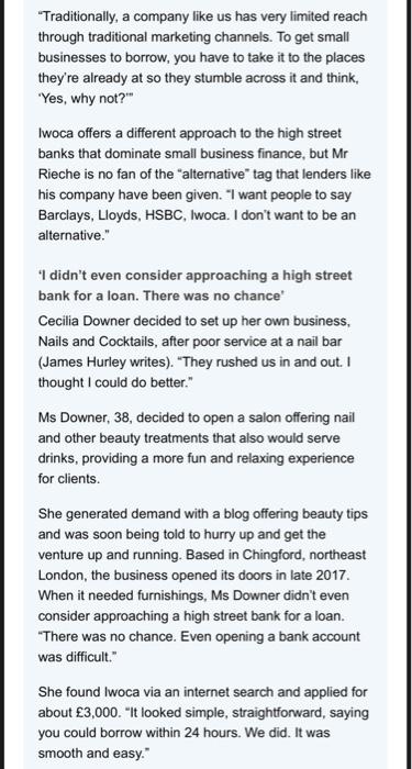 3. Describe five external business environment