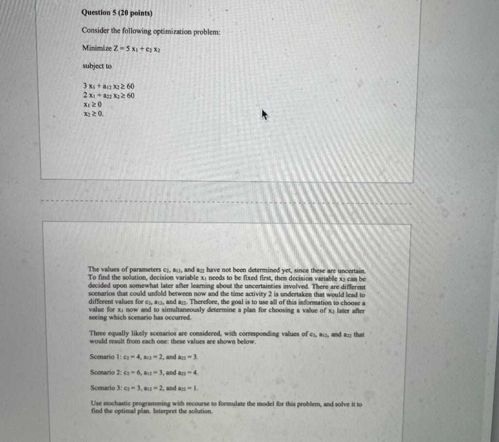 Consider the following optimization problem: