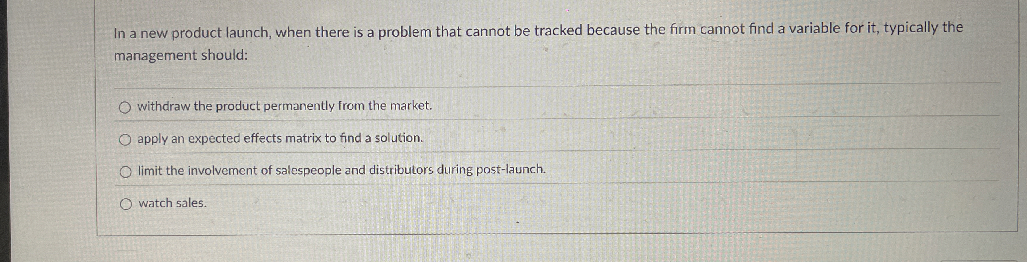 In a new product launch, when there is a problem