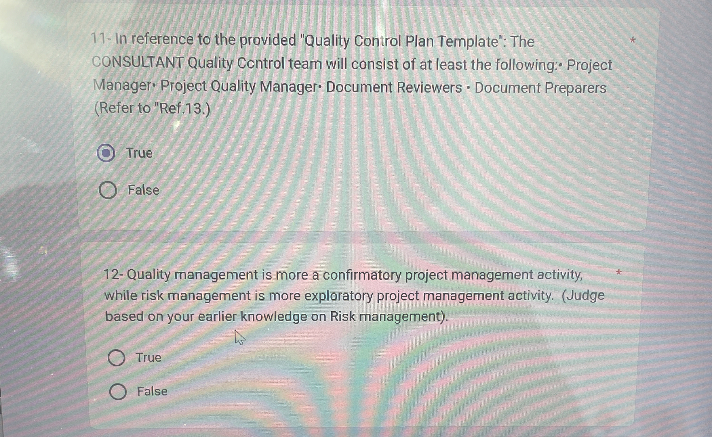 1 1 - In reference to the provided "Quality