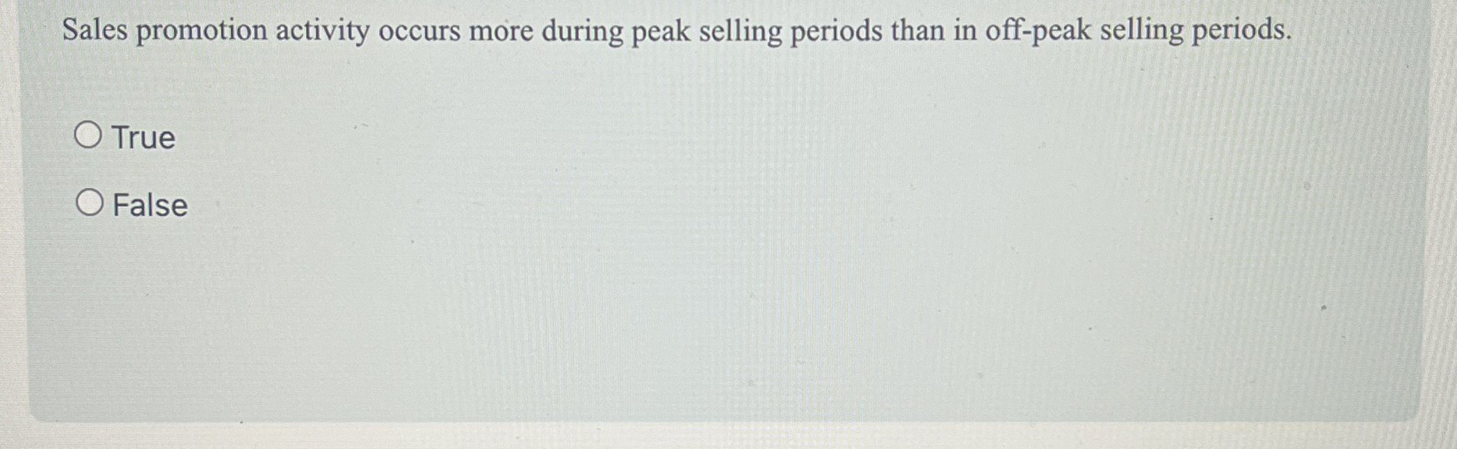 Sales promotion activity occurs more during peak