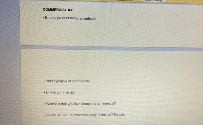 11 Commercial Analysis Refer to the SUCCESs