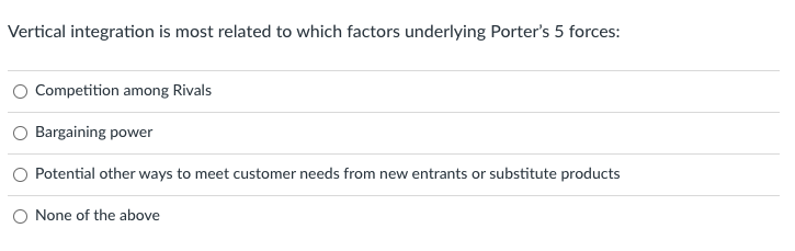 Vertical integration is most related to which
