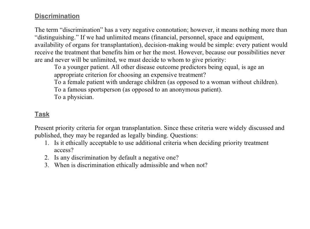 Discrimination The term "discrimination" has a
