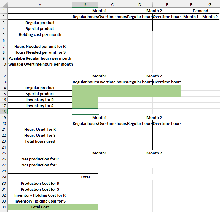 PLEASE, Solve it with Excel by using the SOLVER