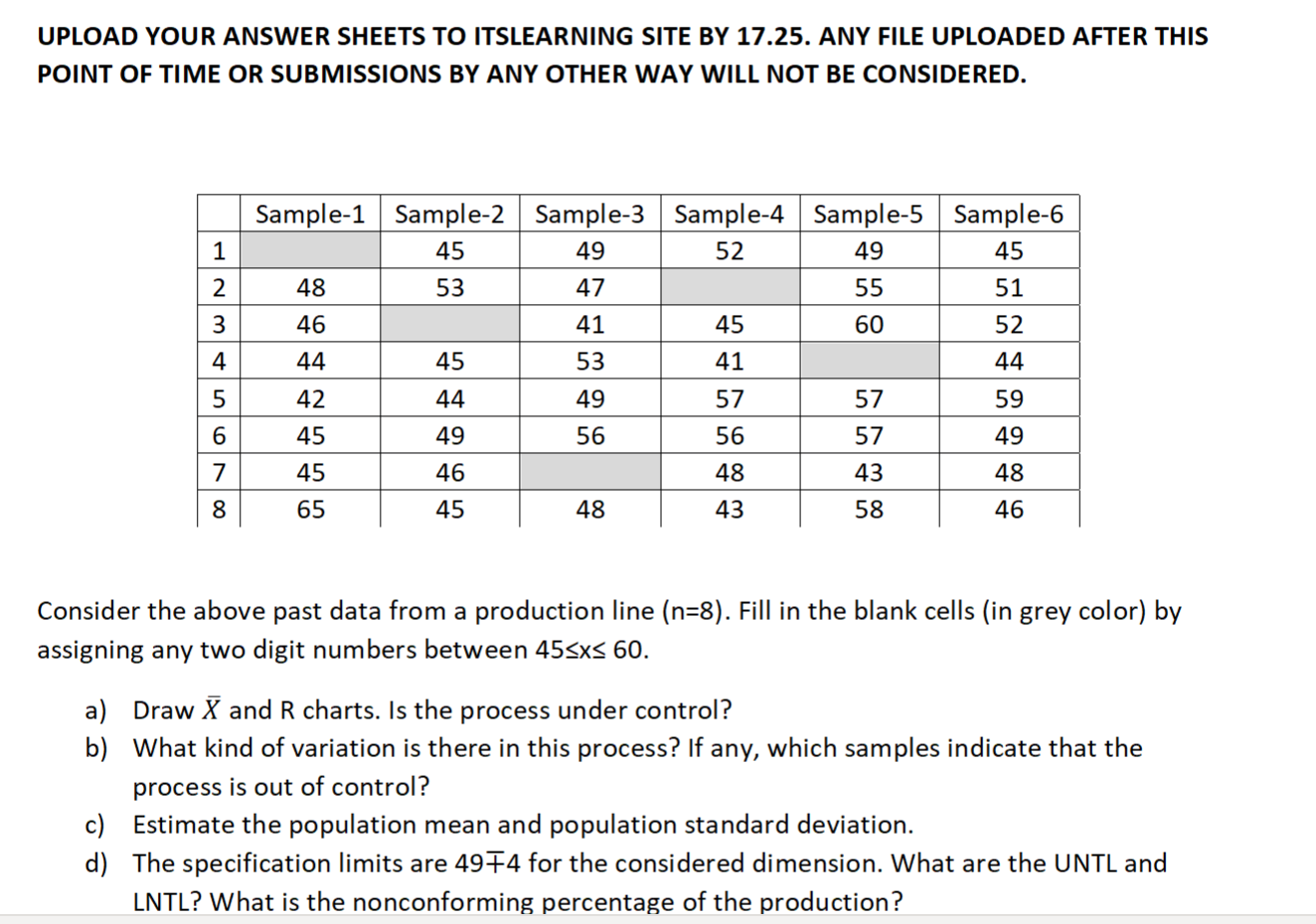UPLOAD YOUR ANSWER SHEETS TO ITSLEARNING SITE BY