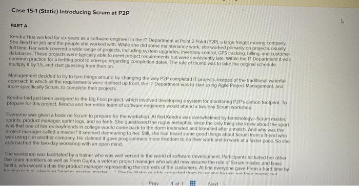 Case 15-1 (Static) Introducing Scrum at P2P PARTA