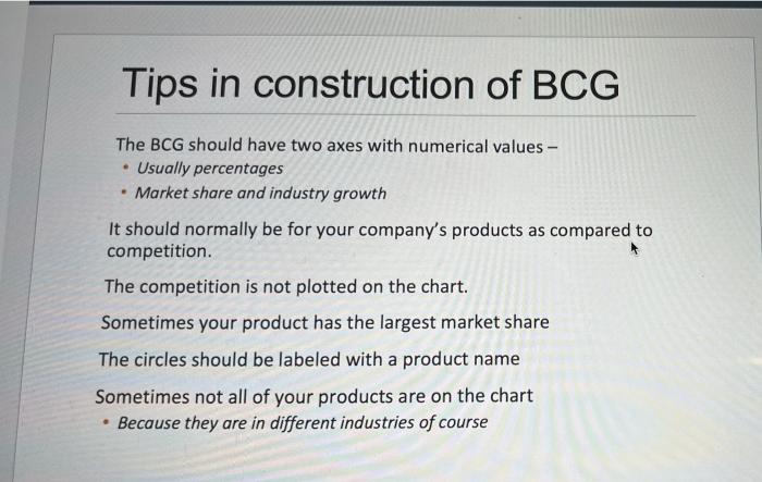Develop a BCG Matrix for the company (within the