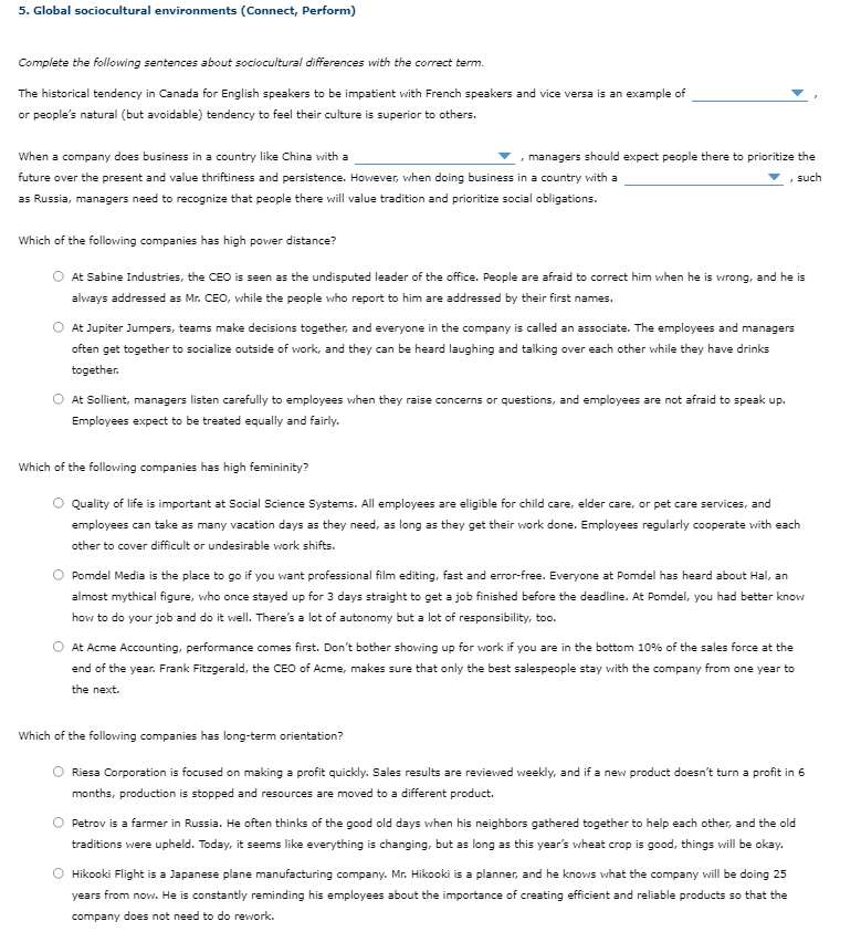 5. Global sociocultural environments (Connect,