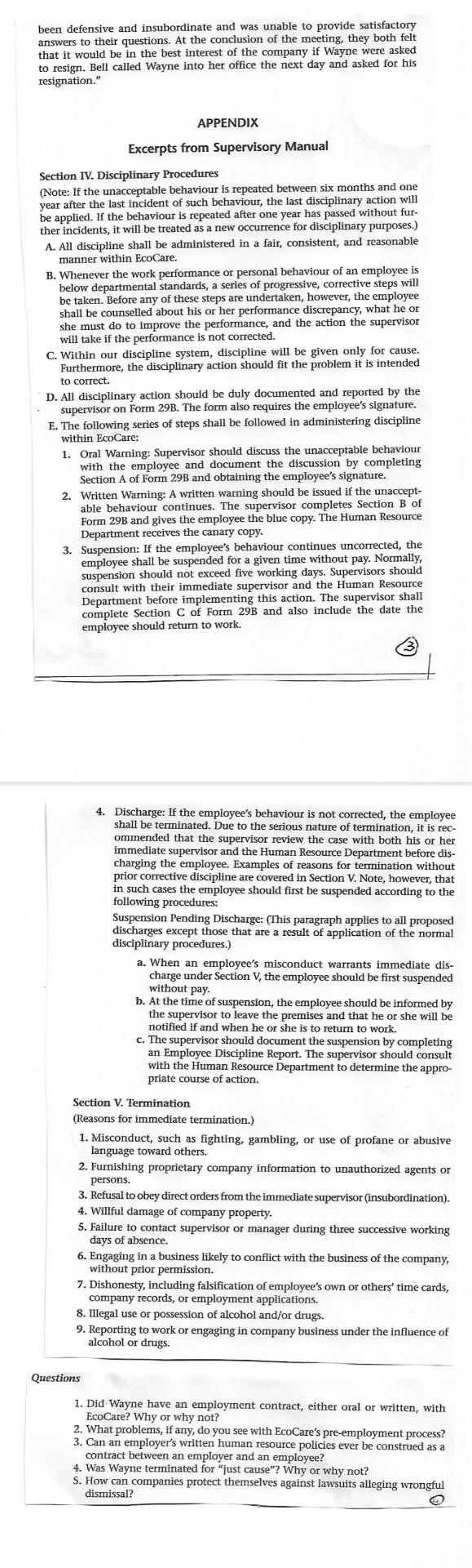 QUESTION 3: CAN AN EMPLOYER WRITTEN HUMAN