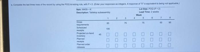 The partially completed Inventory record for the