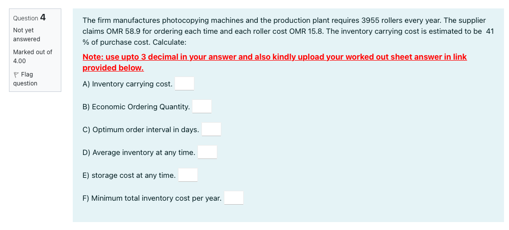 Question 4 Not yet answered The firm manufactures