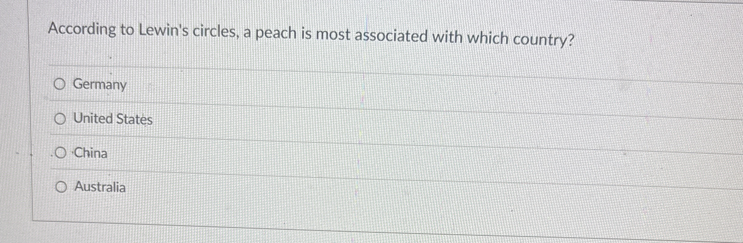 According to Lewin's circles, a peach is most
