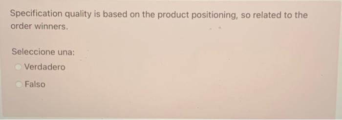 Specification quality is based on the product