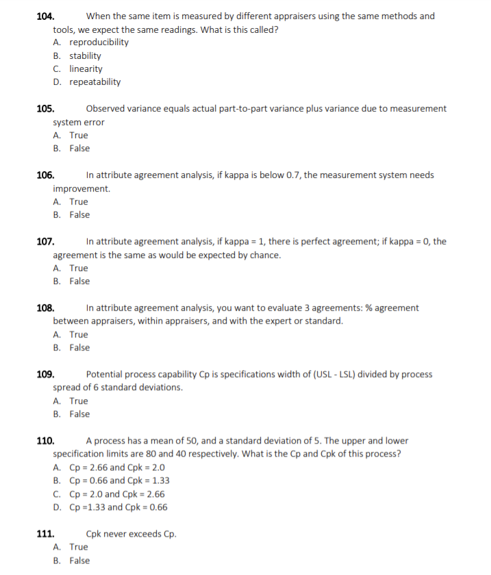 104. When the same item is measured by different