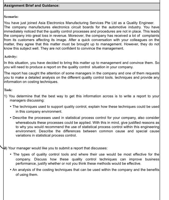 please answer in typing. assignment: Quality and