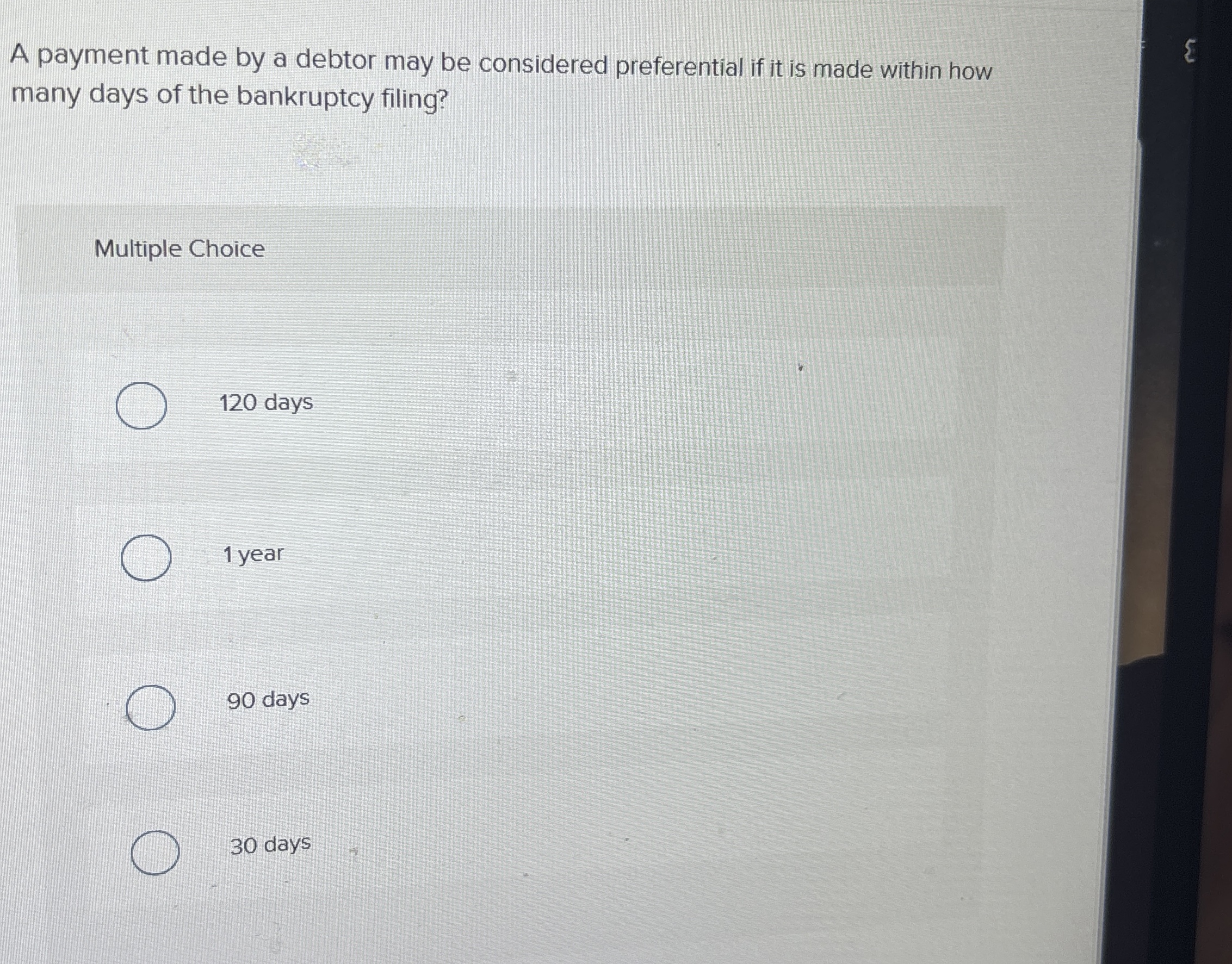 A payment made by a debtor may be considered