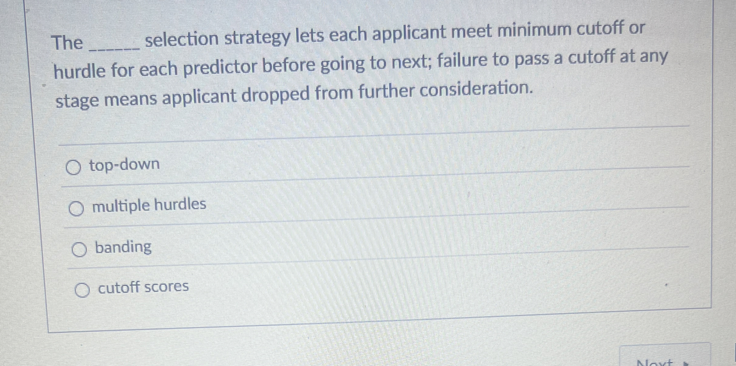 The selection strategy lets each applicant meet