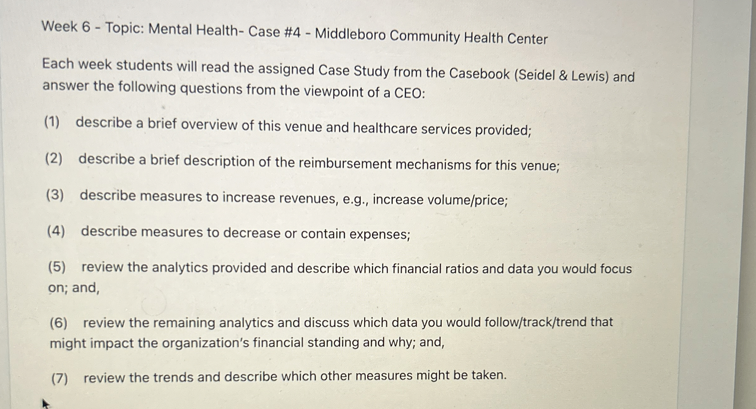 Week 6 - Topic: Mental Health - Case # 4 -