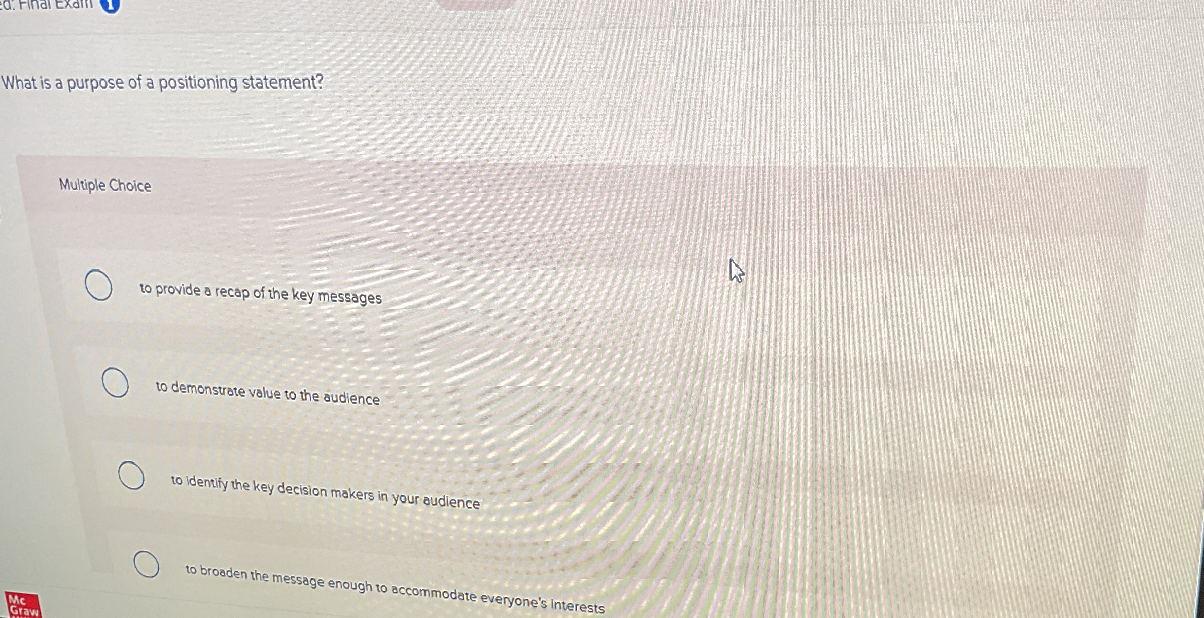 What is a purpose of a positioning statement?