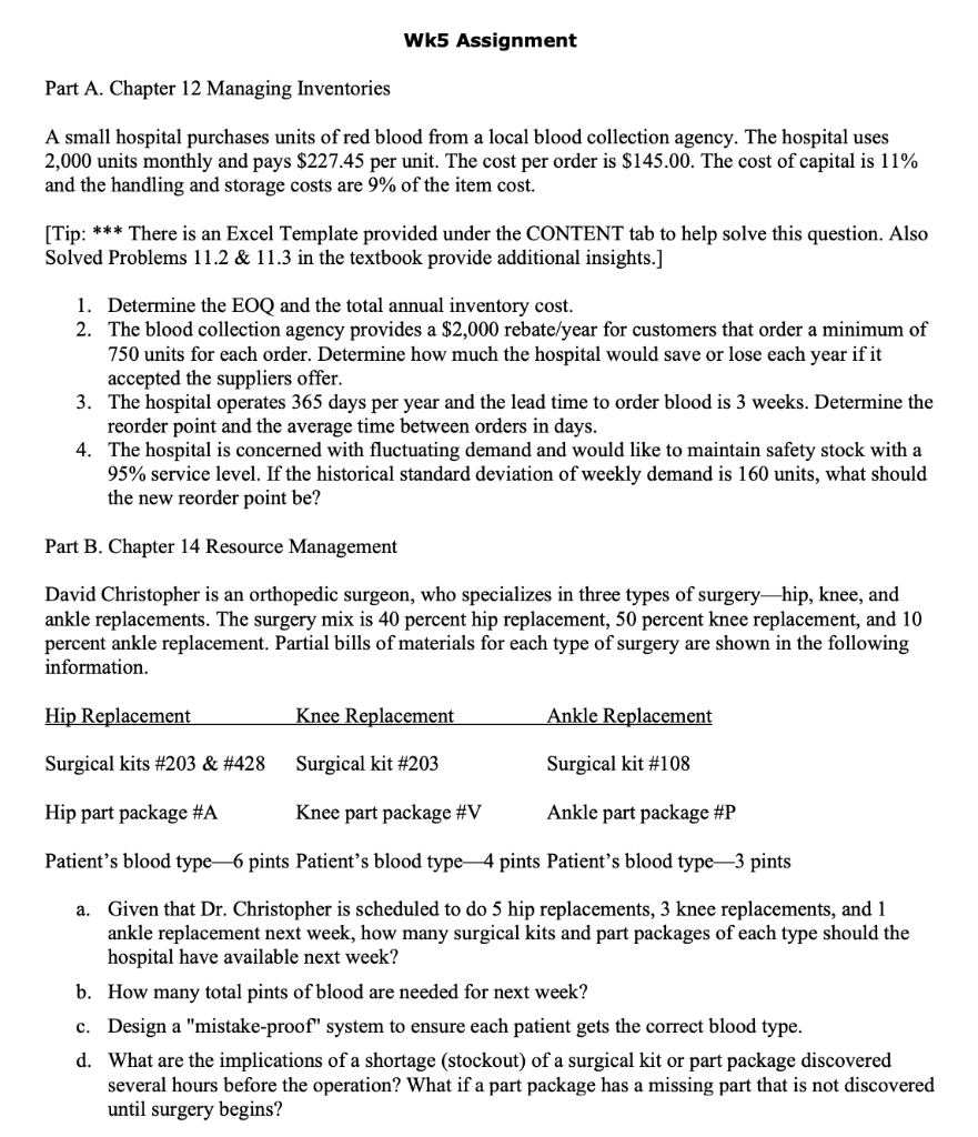 Wk5 Assignment Part A. Chapter 12 Managing
