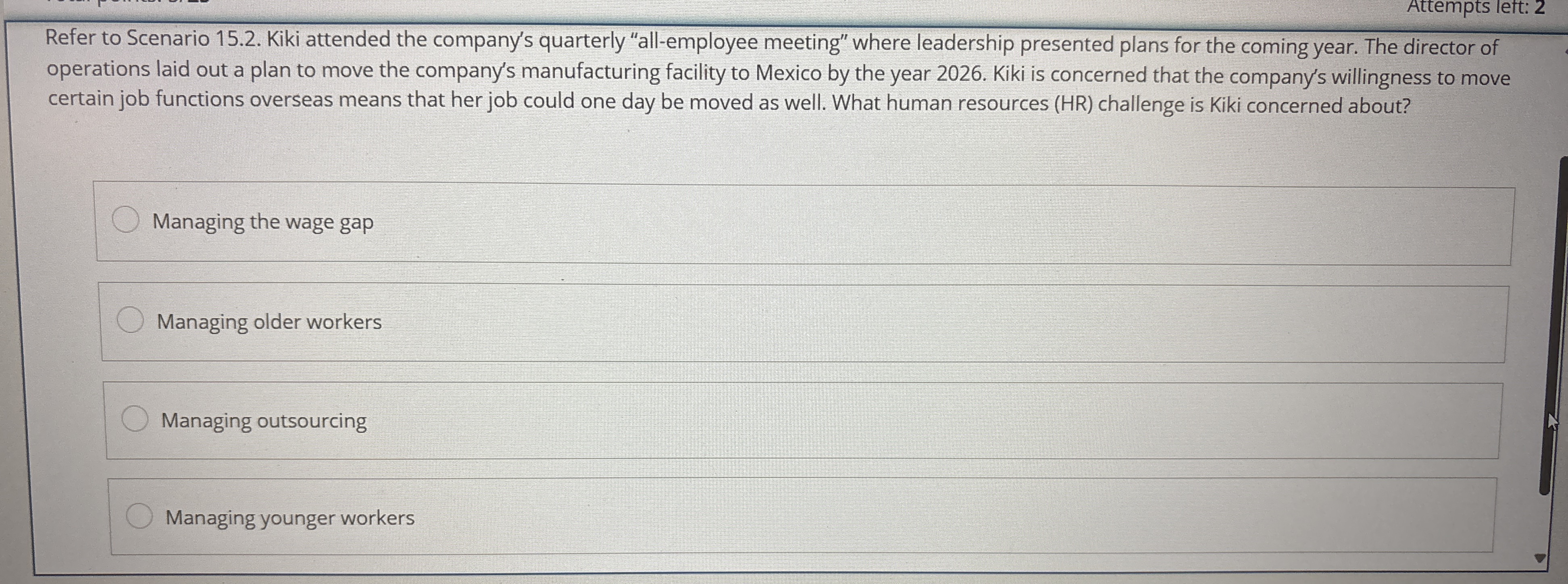 Attempts left: 2 Refer to Scenario 1 5 . 2 . Kiki