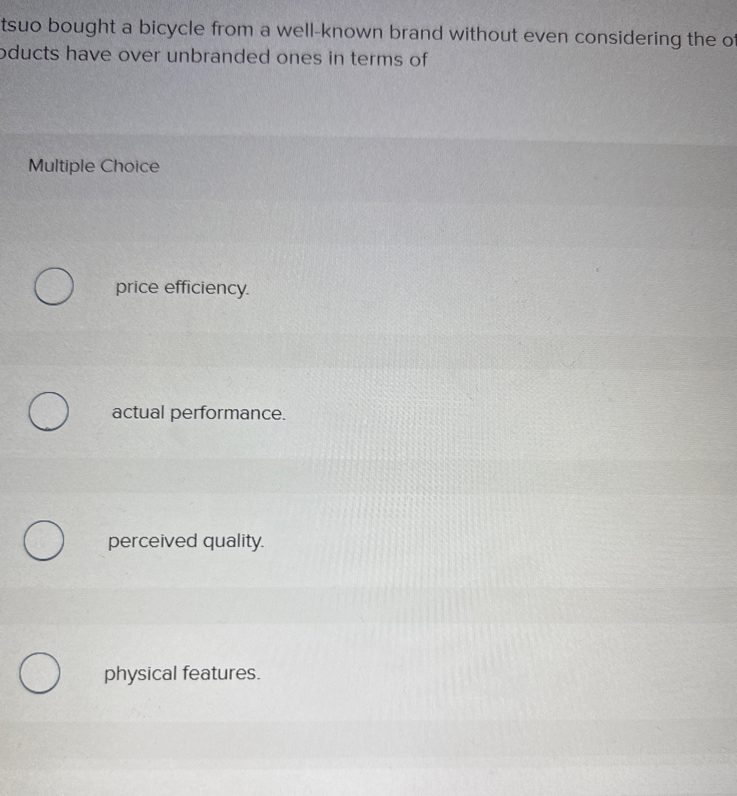 tsuo bought a bicycle from a well - known brand