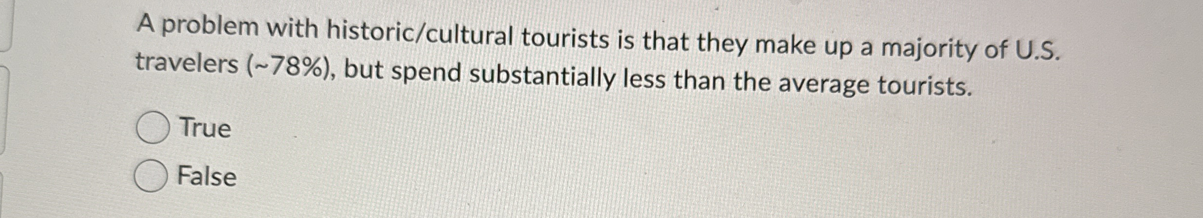 A problem with historic / cultural tourists is