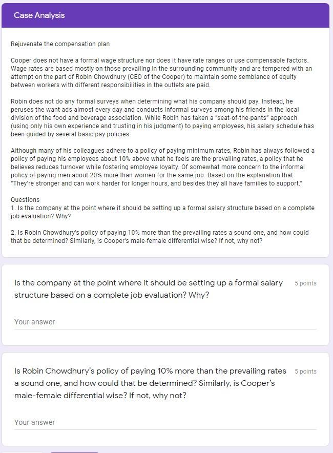 Case Analysis Rejuvenate the compensation plan