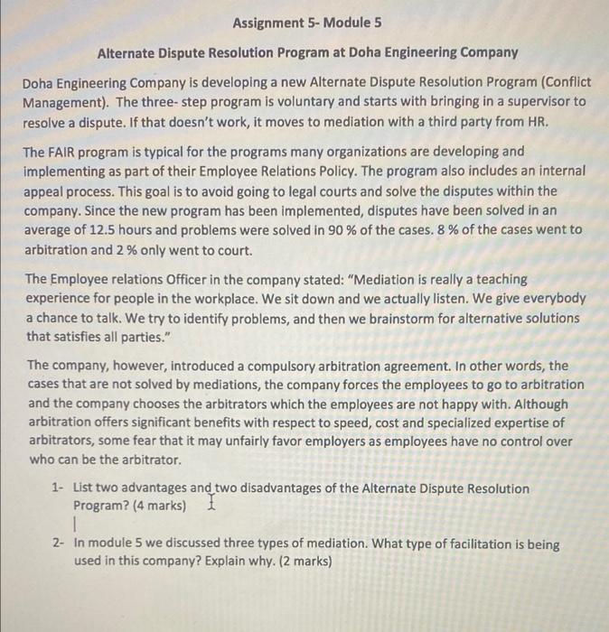 Assignment 5-Module 5 Alternate Dispute