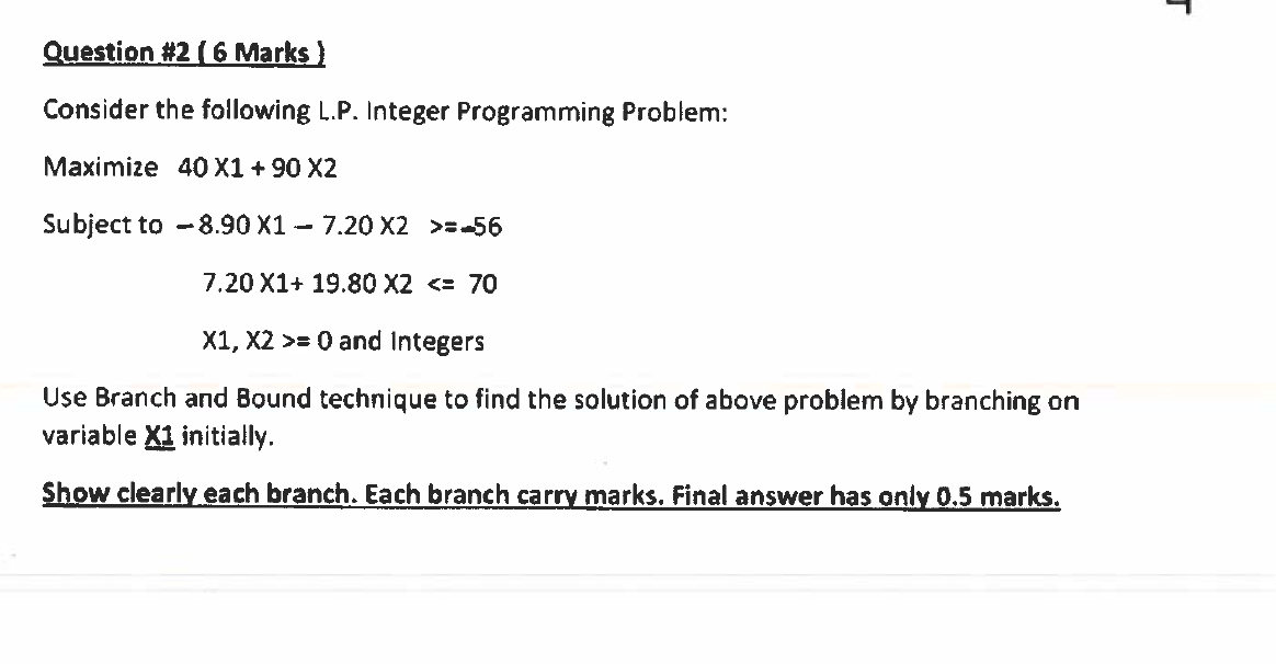J Question #2 ( 6 Marks Consider the following
