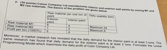 2 . ( 3 0 points ) Colour Company Ltd