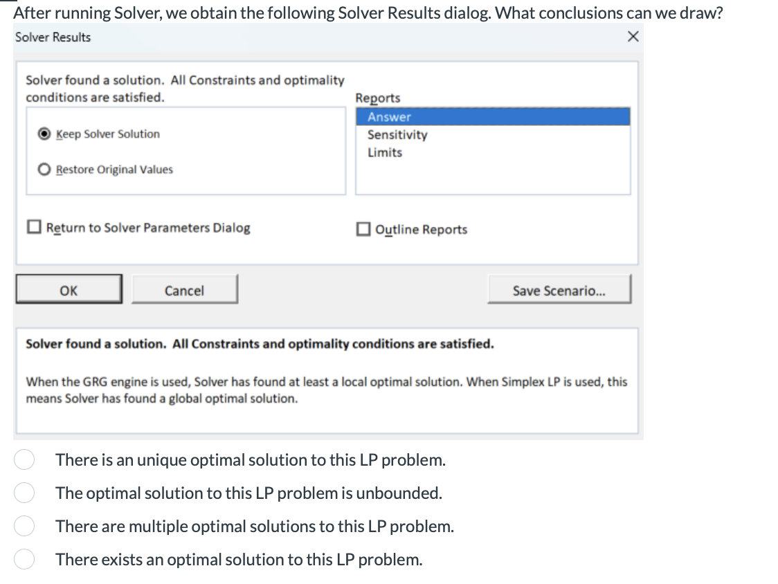 After running Solver, we obtain the following
