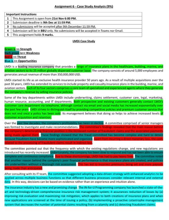 Please help Assignment 6 - Case Study Analysis