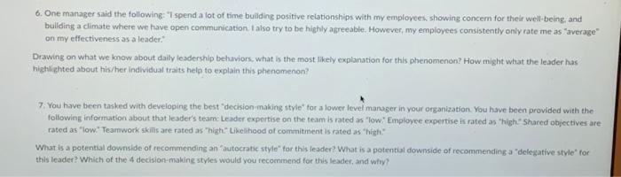 6. One manager said the following: "I spend a lot