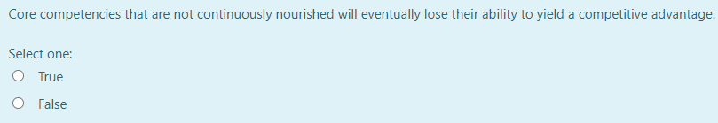 Core competencies that are not continuously