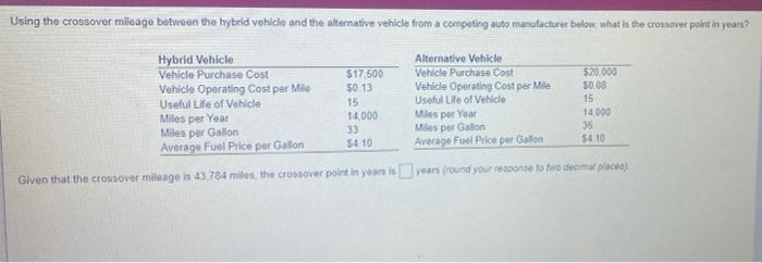 Using the crossover mileage botween the hybrid