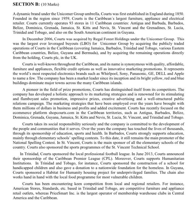 SECTION B: (10 Marks) A dynamic brand under the