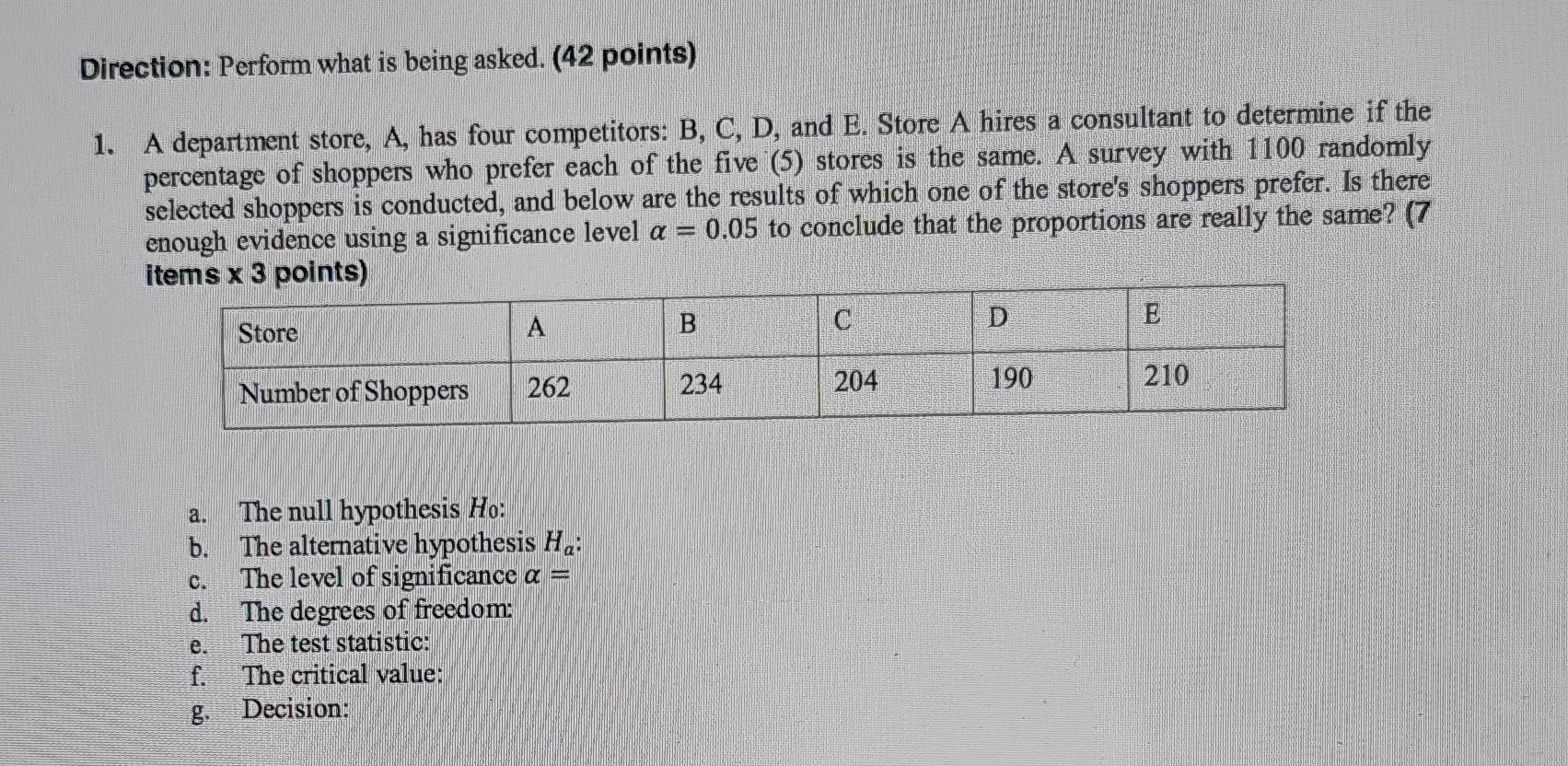 Direction: Perform what is being asked. (42