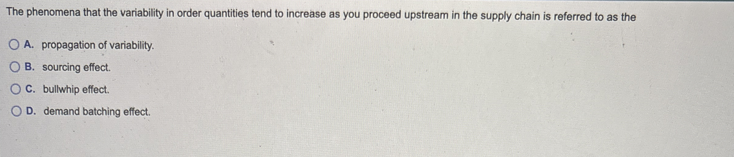 The phenomena that the variability in order