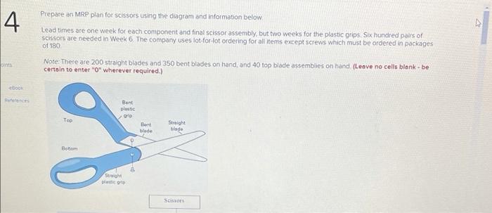 14 Prepare an MRP plan for scissors using the