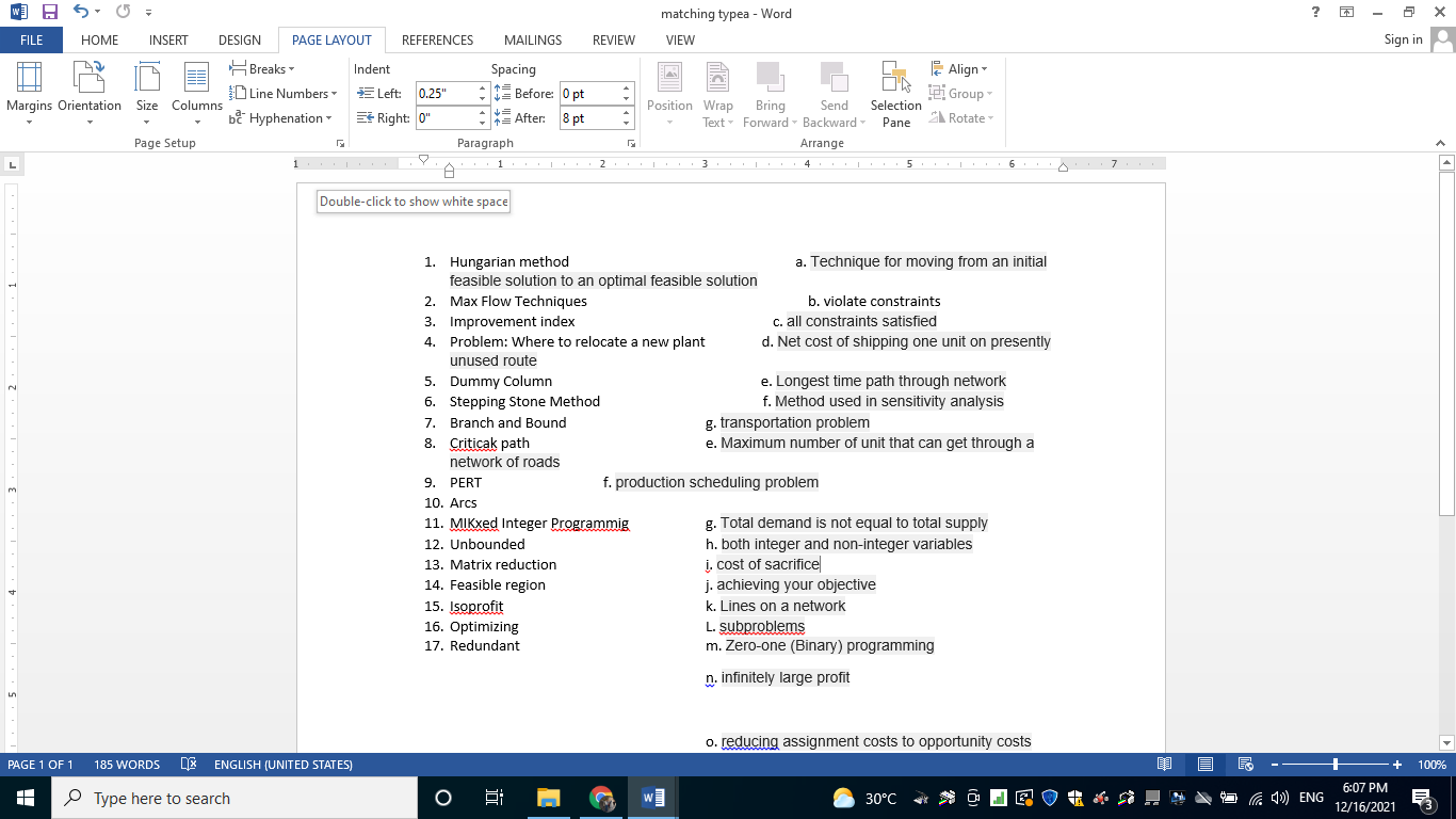 w] H50 = ? - 6 X matching typea - Word VIEW FILE