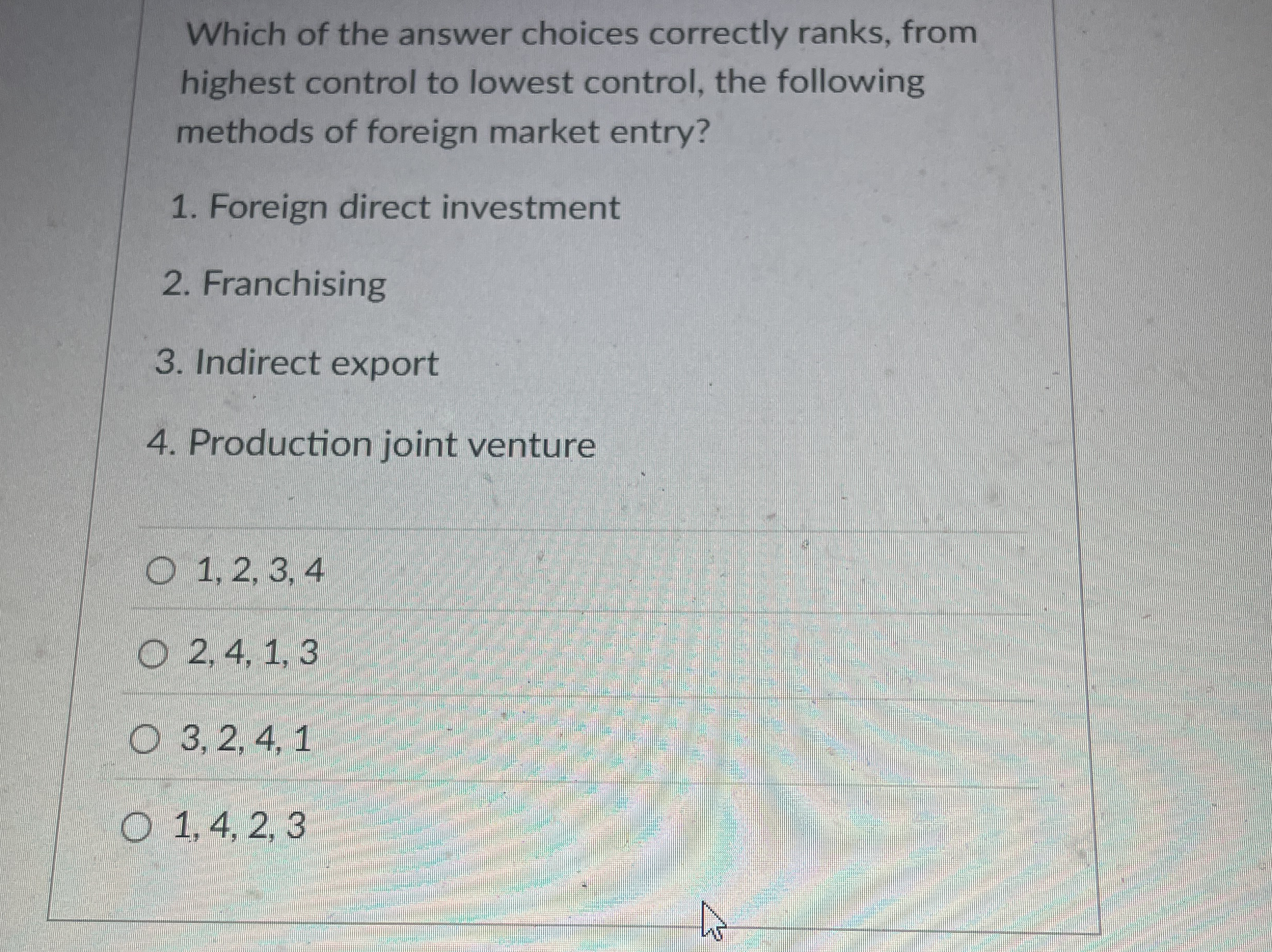 Which of the answer choices correctly ranks, from