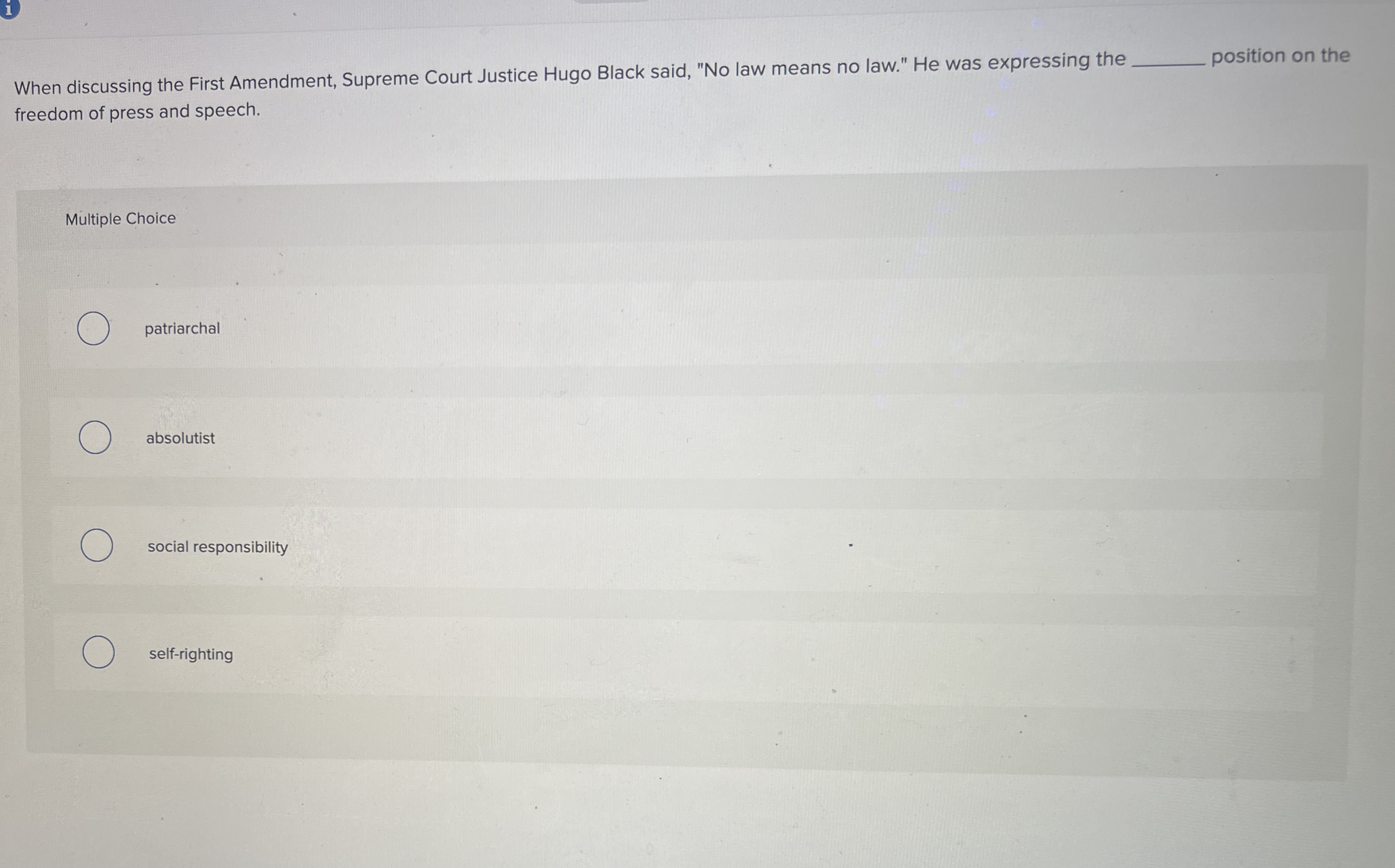 When discussing the First Amendment, Supreme