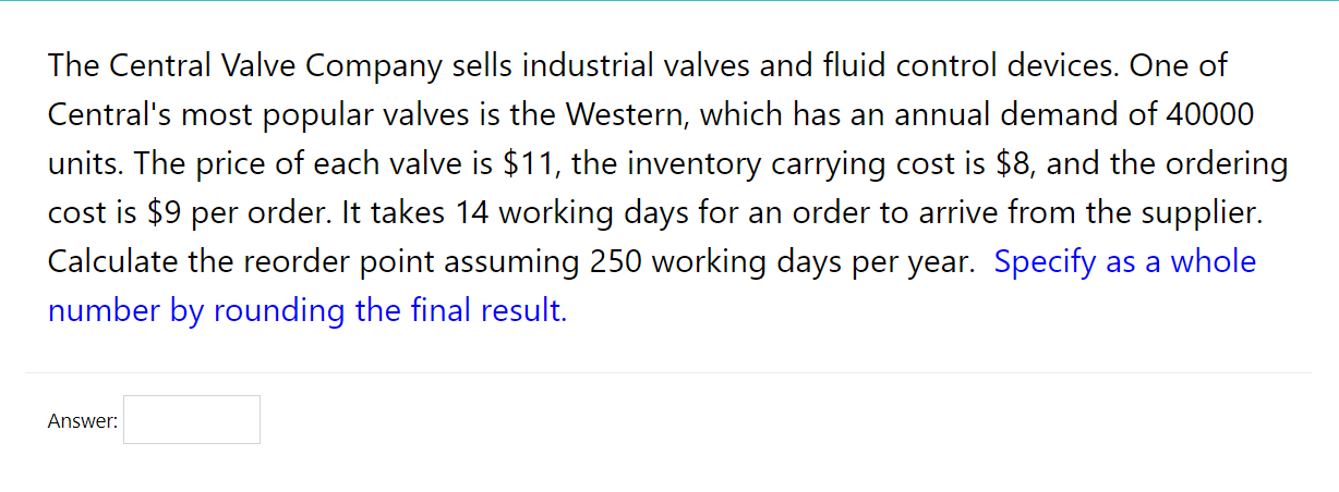 The Central Valve Company sells industrial valves